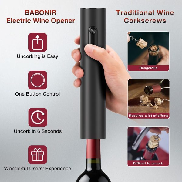 Electric Wine Opener - Battery Operated Wine Bottle Openers with Foil - Image 3