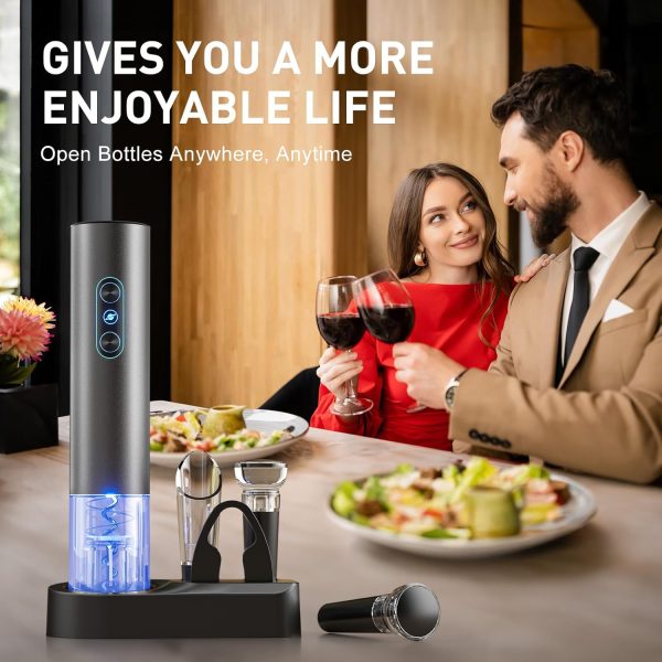 Electric Wine Opener, Rechargeable Cordless Wine Accessories, Stainless - Image 4