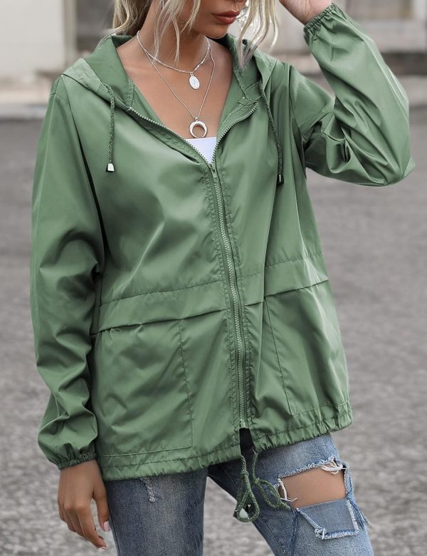 Women's Raincoats Lightweight Waterproof Windproof Adjustable Windbreaker - Image 5