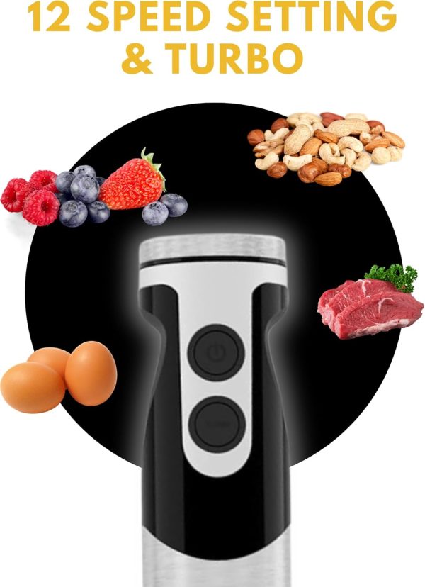 MegaWise Stainless Steel Titanium Reinforced 3-in-1 Immersion Hand Blender, - Image 2