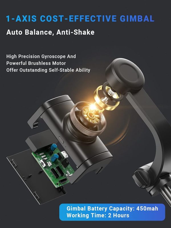 Gimbal Stabilizer For Smartphone, APEXEL 360° Rotation Auto Balance Small - Image 2