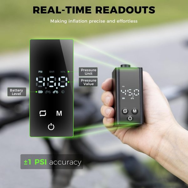 Mini Bike Pump Portable Bike Tire Pump, Max 120 PSI Electric Bicycle Pump, - Image 5