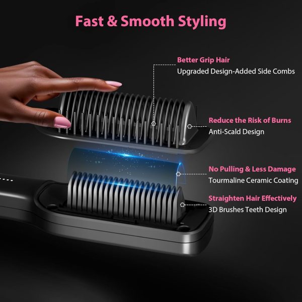 Hair Straightener Brush, Umitec Hot Straightening Comb Thermal Brush for - Image 3