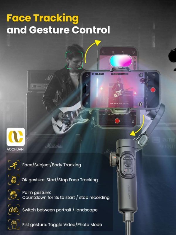 Phone Gimbal Stabilizer for iPhone 15 Pro Max Android Phones with Extension - Image 2