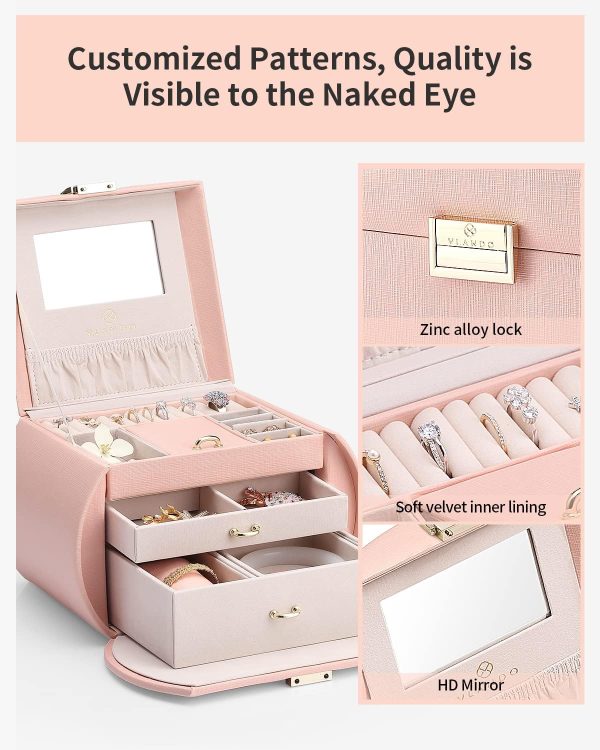 Vlando Princess Style Jewelry Box for Girls Jewelry Box Girls 12-14 3-Layer - Image 4
