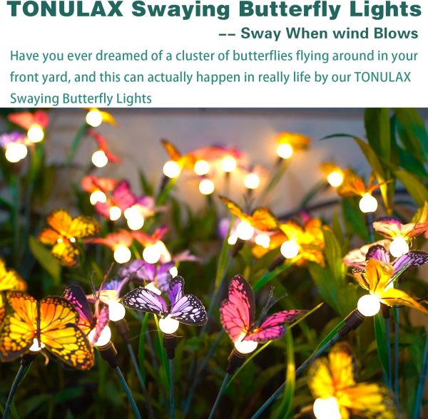 TONULAX Solar Garden Lights - Flying Butterfly Light, Solar Outdoor Lights, - Image 5