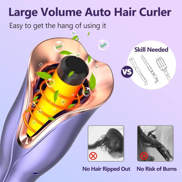 Automatic Curling Iron, Hair Curler Wand with 4 Temp Up to 430℉& Timer & - Image 2