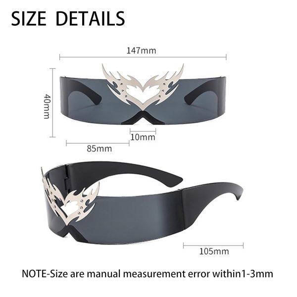 Future Technology Sense y2k Heart Punk One Piece Sun Glass Brand Designer - Image 2