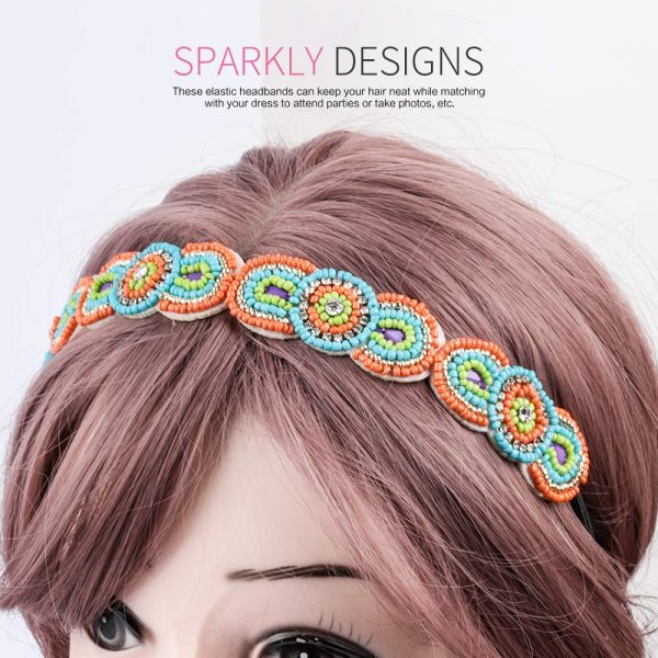 Teenitor 6 Pieces Elastic Rhinestone Beaded Women Headbands, Handmade - Image 5