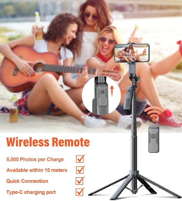 Selfie Stick Phone Tripod - 71 inch Tall Cell Phone Holder with Detachable - Image 6
