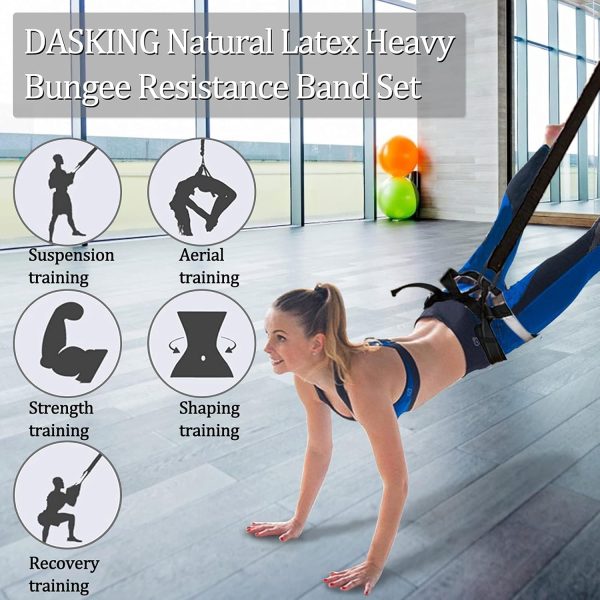 DASKING Natural Latex Heavy Bungee Resistance Band Set Gravity Yoga Bungee - Image 2