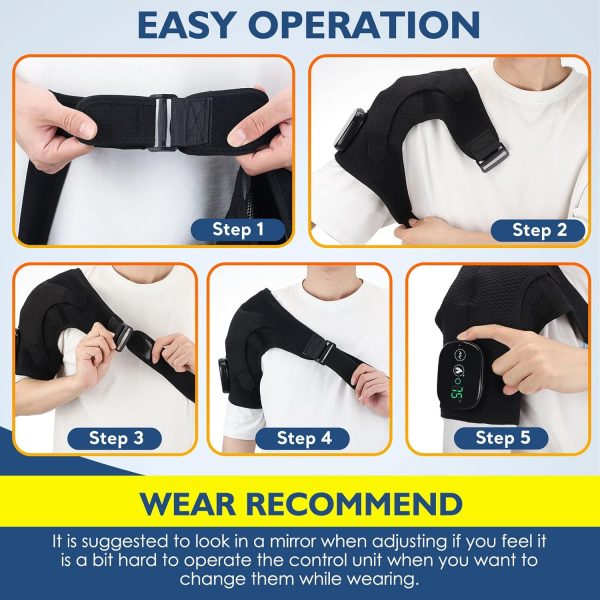 Cordless Shoulder Heating Pad, Heated Shoulder Brace with Vibration, - Image 5