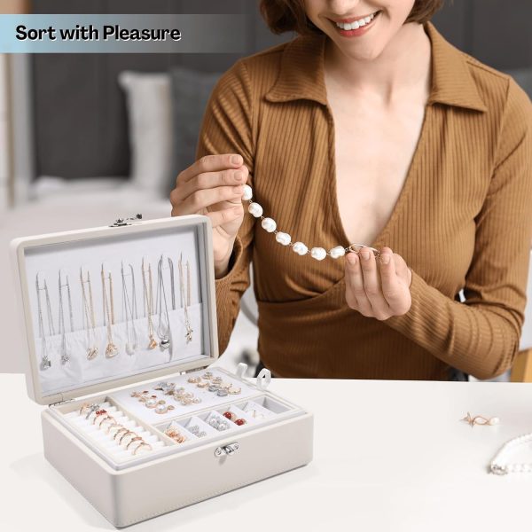 2-Layer Jewelry Box for Women, Floating Effect Leather Jewelry Organizer - Image 6
