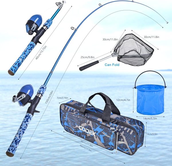 CODEK Kids Fishing Pole Set with Full Starter Kits 2 Set Portable - Image 4