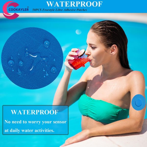 50 Pack Waterproof Sensor Covers for Freestyle Libre 2/3,CGM Adhesive - Image 2
