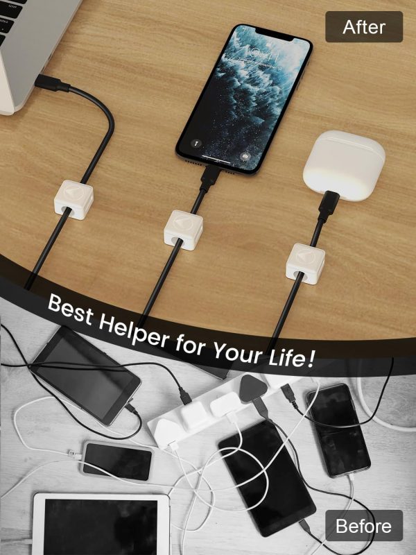 Magnetic Cord Organizer, 8 Pack Adhesive Charging Cable Clips Holder for - Image 8