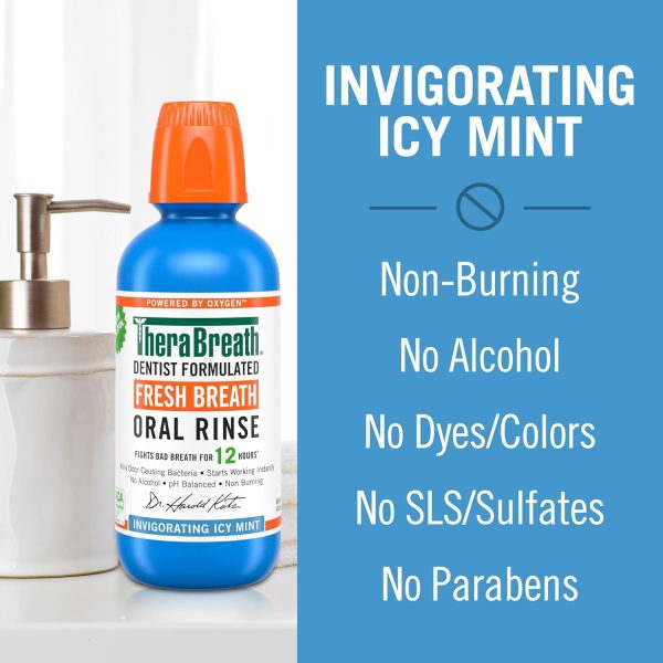 TheraBreath Fresh Breath Mouthwash, Icy Mint Flavor, Alcohol-Free, 16 Fl Oz - Image 4