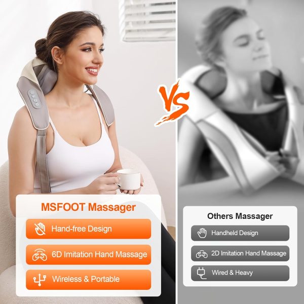 Neck Massager, Cordless Deep Tissue 4D [Imitation Human Hand Kneading] - Image 4