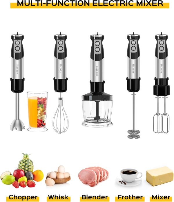 Handor 6-in-1 Hand Immersion Blender, 1000W 12 Speed Handheld Blender with - Image 4