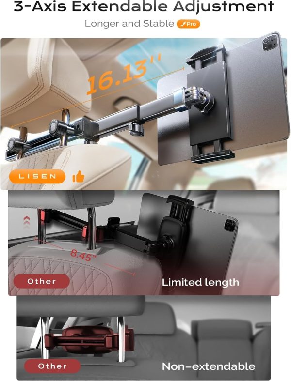 LISEN for iPad Holder for Car Accessories for Women Travel Gift, Tablet - Image 4