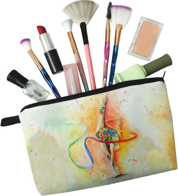 Gymnastics Makeup Bag Ribbon Gymnastics Small Cute Organizer Zipper Pouch - Image 4