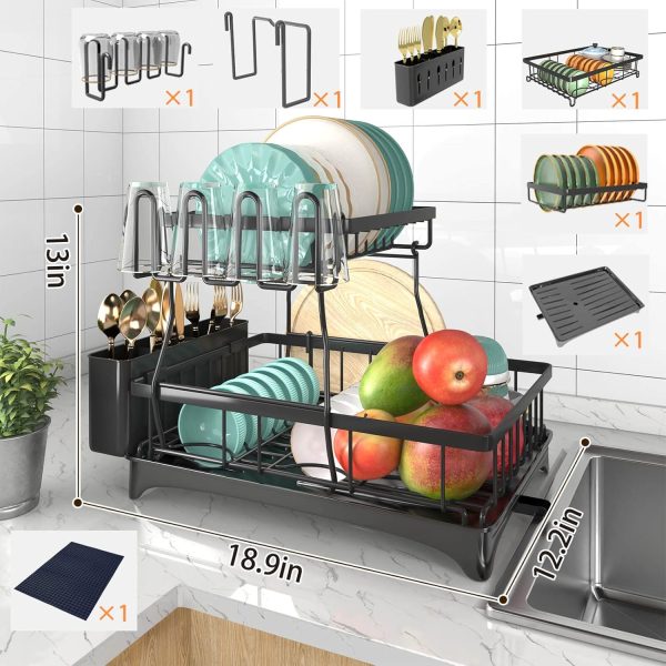 Godboat Dish Drying Rack, 2-Tier Dish Racks for Kitchen Counter, Dish Rack - Image 2