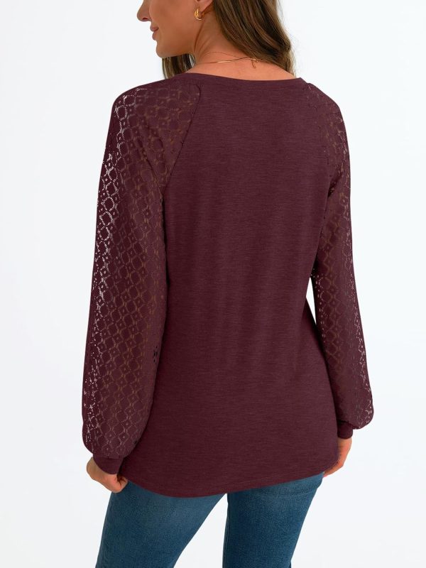 AUTOMET Womens Long Sleeve Shirts V-Neck Lace Tops Business Casual Blouses - Image 4