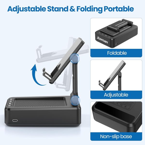 Cell Phone Stand with Wireless Bluetooth Speaker and Anti-Slip Base HD - Image 3
