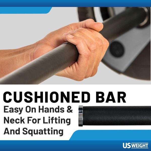 US Weight Barbell Weight Set for Home Gym with 55” padded Bar - Adjustable - Image 4