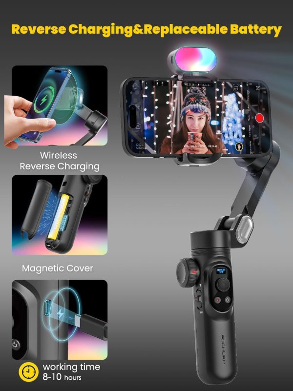 Professional 3-Axis Gimbal Stabilizer for Smartphone w/RGB Fill Light - Image 5