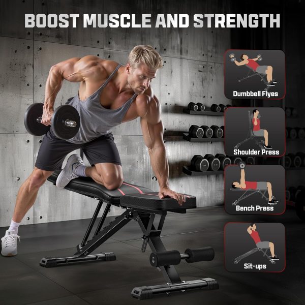 FLYBIRD Adjustable Bench,Utility Weight Bench for Full Body Workout- - Image 3