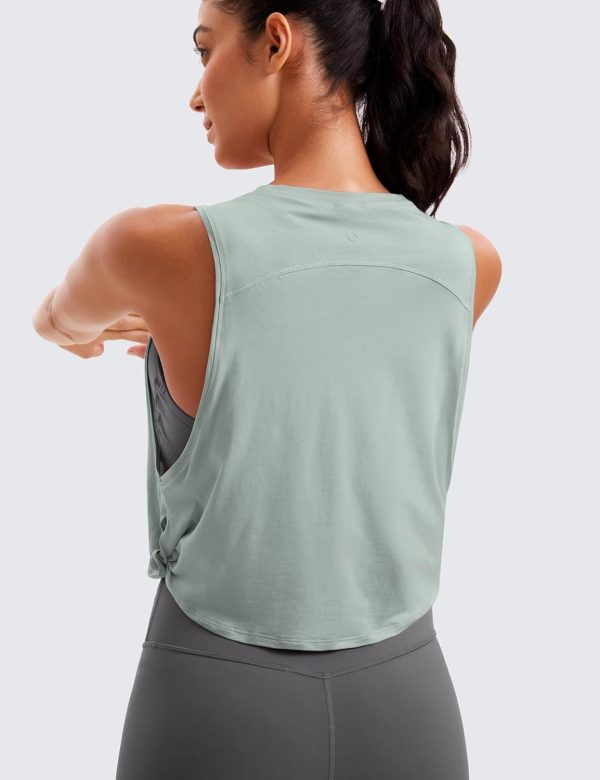 CRZ YOGA Pima Cotton Cropped Tank Tops for Women - Sleeveless Sports Shirts - Image 2