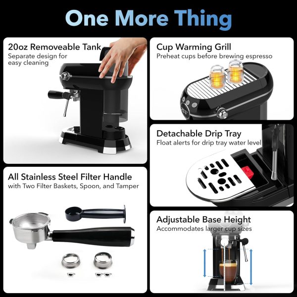 HBN Espresso Machine, 20 Bar Professional Espresso Maker with Milk Frother - Image 6