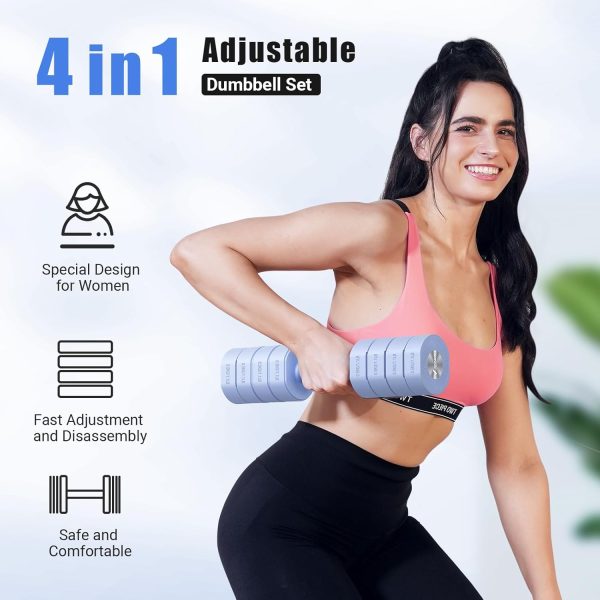 MERACH Adjustable Dumbbell Set of 2, 4 in 1 Hand Weights for Women at Home, - Image 2