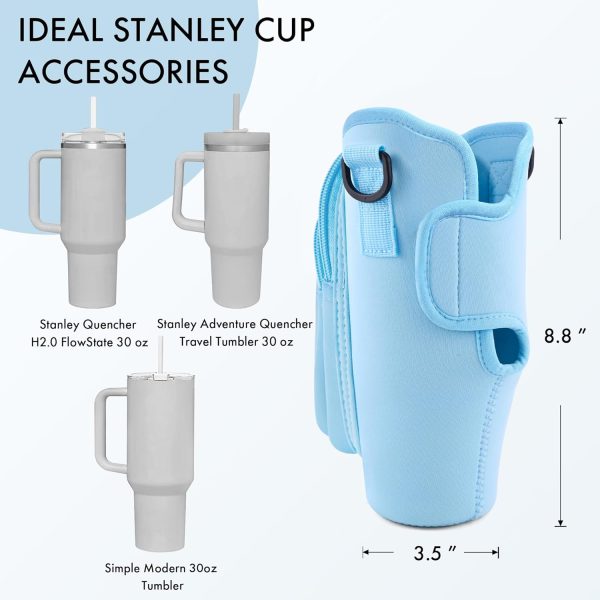 Water Bottle Carrier Bag with Phone Pocket for Stanley Cup 40/30 oz, Water - Image 3
