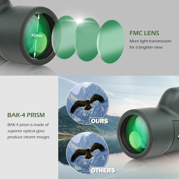 Astromania 10X42 BAK4 High Power Prism Monoculars, Waterproof, Compact - Image 6