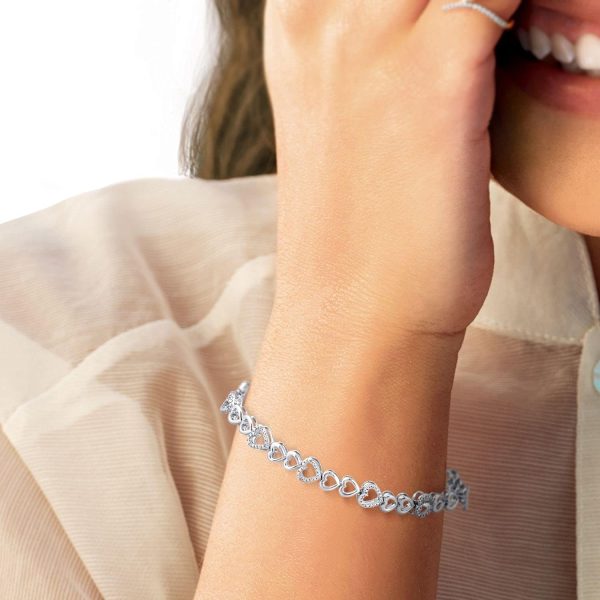 Jewelili Sterling Silver Natural White Round Cut Diamond Accent Link - Image 4
