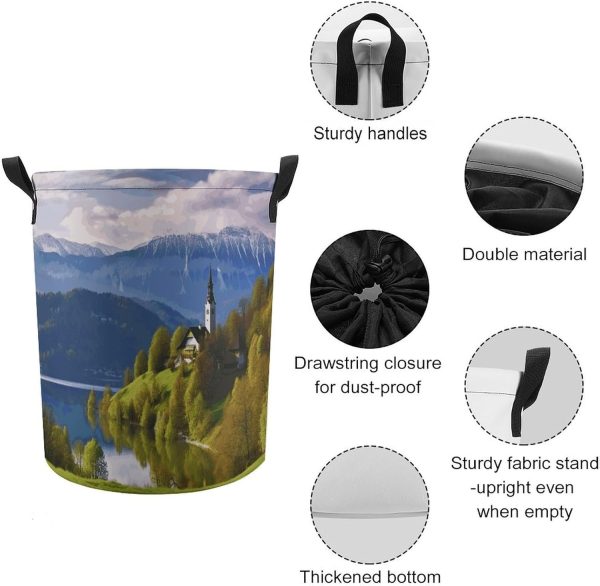 Slovenia Landscape Laundry Basket With Drawstring Laundry Hamper17.3 Inchs - Image 4