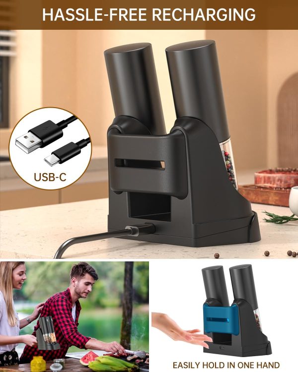 CIRCLE JOY Electric Salt and Pepper Grinder Set Automatic Salt and Pepper - Image 2