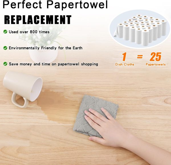 Homaxy 12 Pack Kitchen Dish Cloths (10 x 10 Inches, Grey), Super Soft and - Image 8