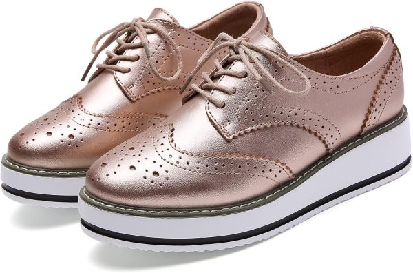 DADAWEN Women's Platform Lace-Up Wingtips Square Toe Oxfords Shoe - Image 8