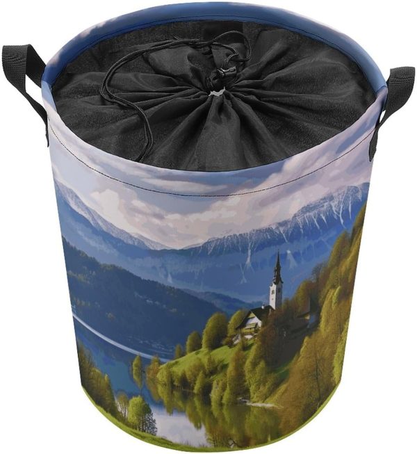 Slovenia Landscape Laundry Basket With Drawstring Laundry Hamper17.3 Inchs - Image 8