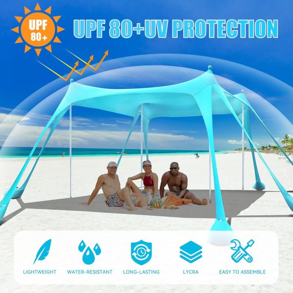 Beach Tent Sun Shelter Portable Pop Up Beach Sun Shade Canopy 11x11 FT - Image 3