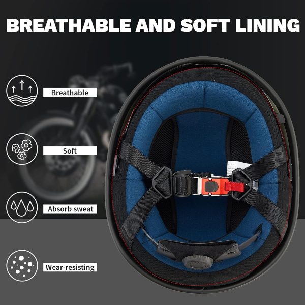 ILM Motorcycle Half Helmet with Sunshield Quick Release Strap Half Face Fit - Image 8