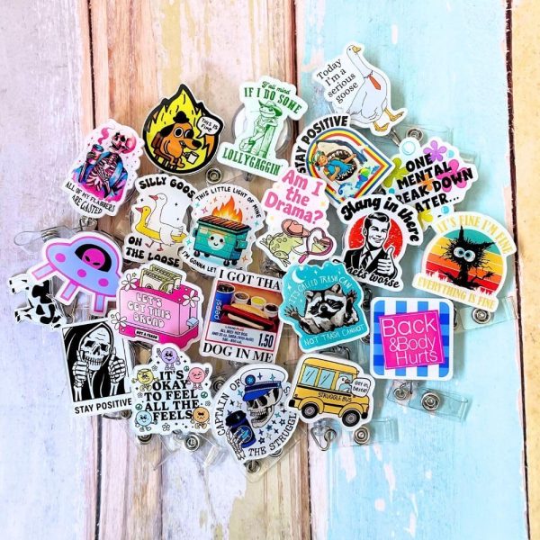 20PC Funny Badge Reels Bulk Pack Set Name ID Clip Holder Fun Cool Cute Meme - Image 4