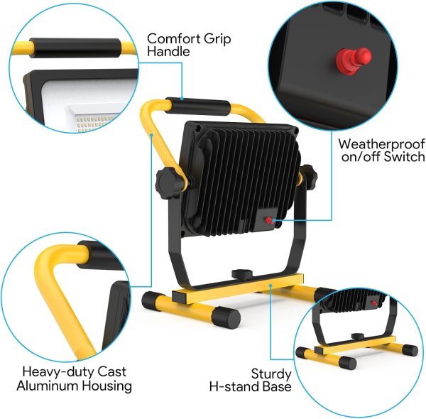 shinic 10000lm LED Work Light with Stand, 95W Outdoor Flood Light, IP66 - Image 6