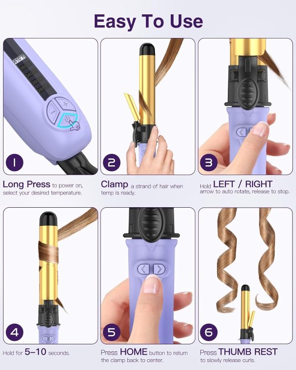 Rotating Curling Iron 1 1/4 Inch, 2024 Upgraded ZAVAREA Automatic Curling - Image 4