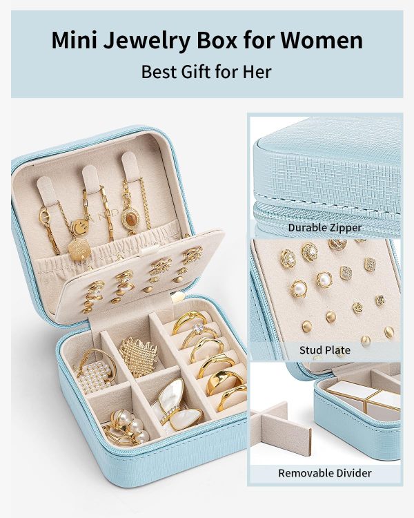 Vlando Travel Jewelry Case, Small Travel Jewelry Organizer Box for Girls - Image 3