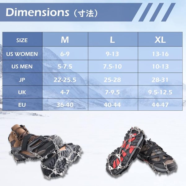 TRIWONDER Ice Grips 10/18/24 Teeth Anti-Slip Shoe Boot Ice Traction Slip-on - Image 2