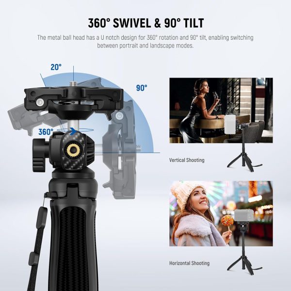 NEEWER TP38 Phone Camera Tripod, 15" Extendable Selfie Stick Metal Tripod - Image 3